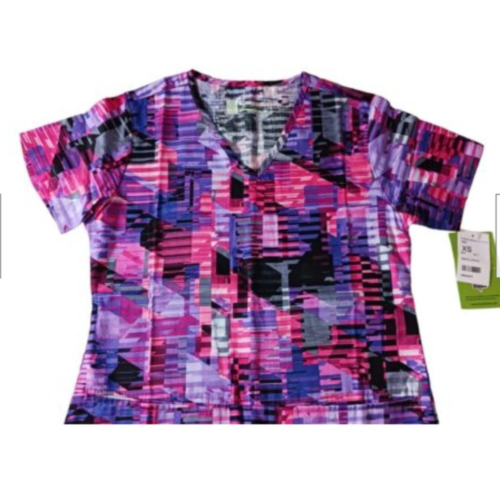 White Swan Bio Womens Scrub top Size XS Digital Static 5441 - Picture 3 of 6